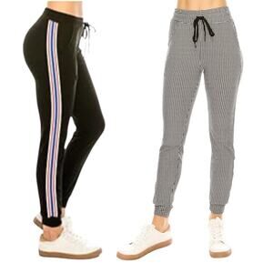 NEW Always Joggers Sweatpants Soft Comfy Lounge Striped Pants Pockets Bundle L